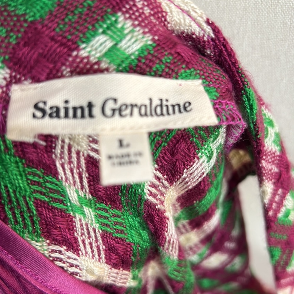 Anthropologie Saint Geraldine Purple Green Gingham Plaid Dress Size Large - Picture 10 of 15